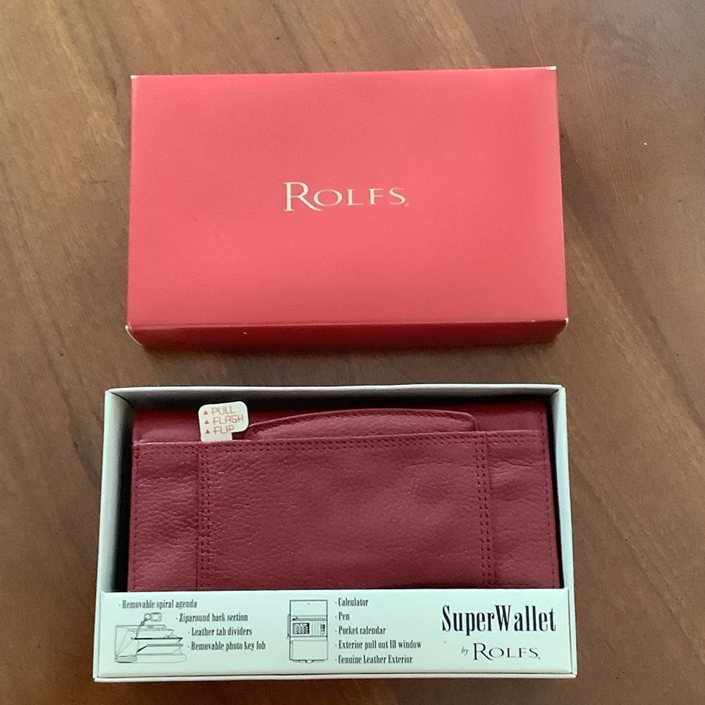 Rolfs Burgundy Leather Organizer SuperWallet NWT